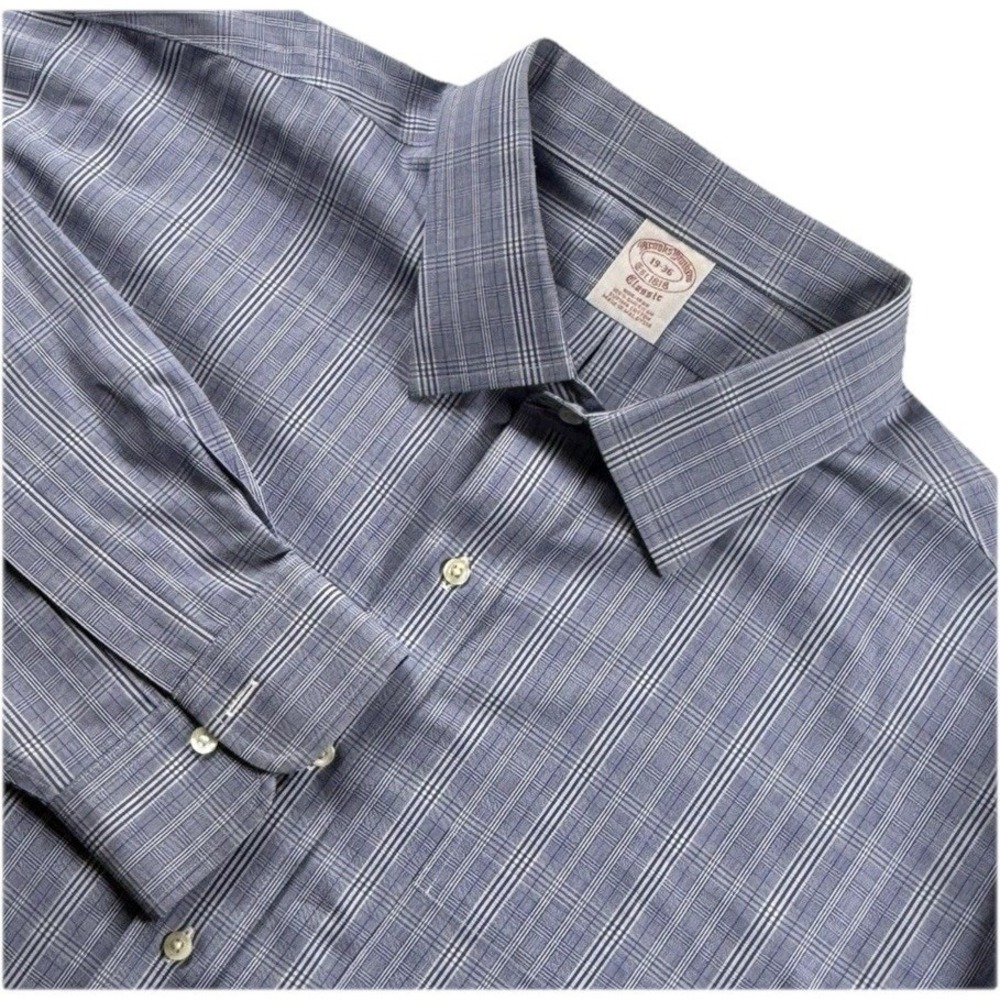 Brooks Brothers Classic Fit Button Down Blue Shirt Men's 19 36 Blue Long‎ Sleeve